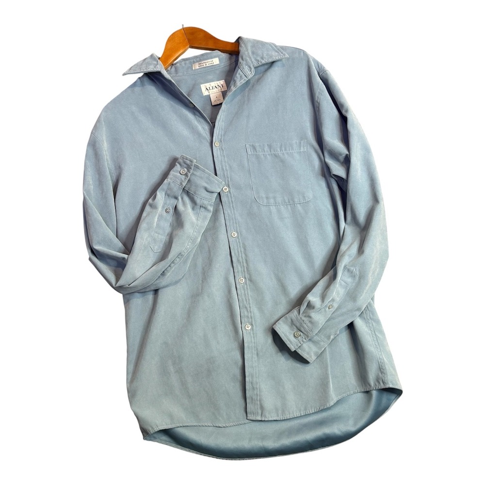 Alfani Faux Suede Button Down Shirt Men's M 90s Minimalist Layering Casual